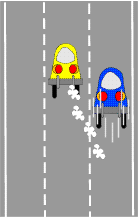 Put-put on the left, speeding on the right.