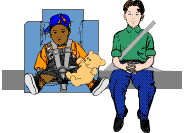 Children buckled in back seat